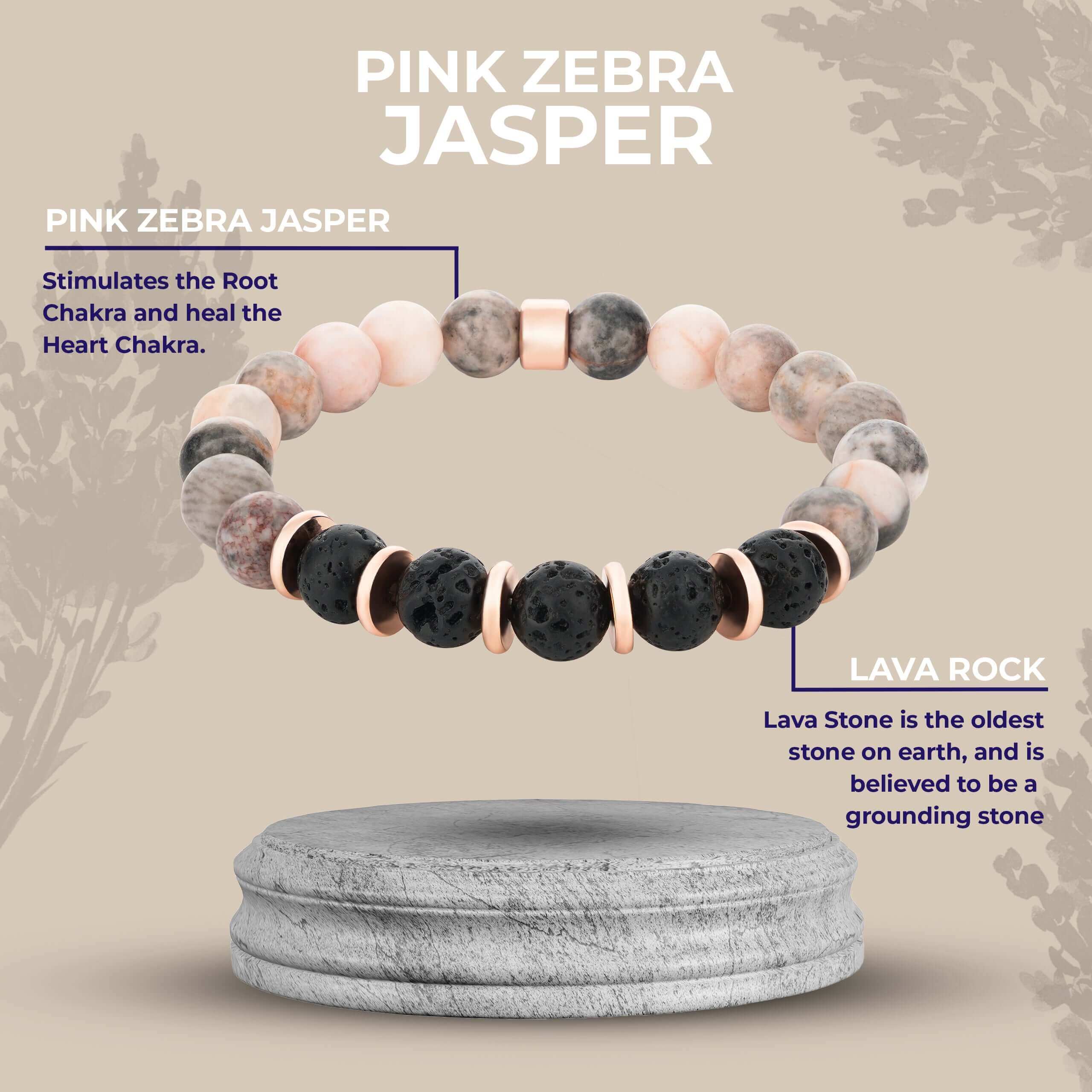 Crystal Diffuser Bracelet - Pink Zebra Bracelet | Shika Wellbeing UK