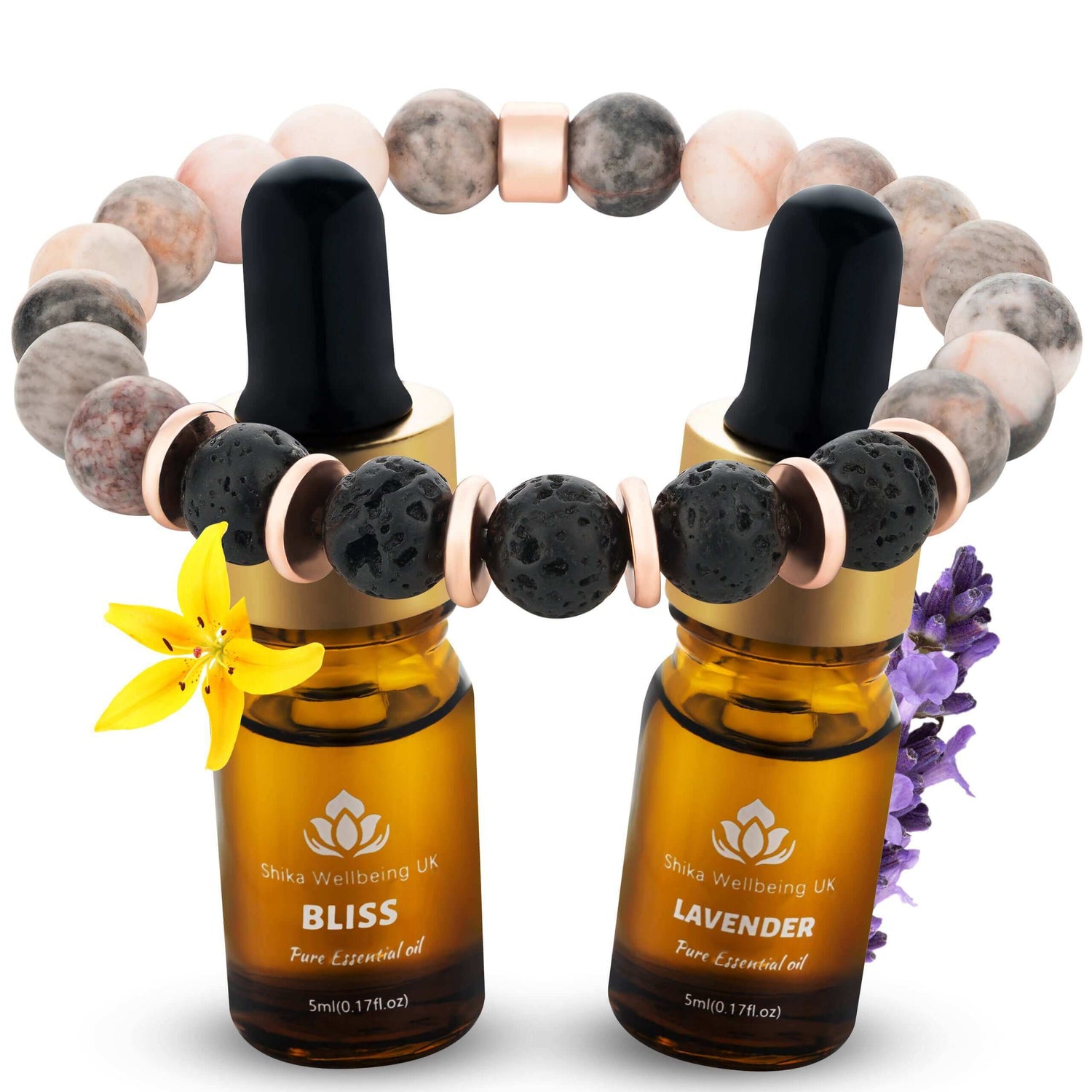 Crystal Diffuser Bracelet - Pink Zebra Bracelet | Shika Wellbeing UK