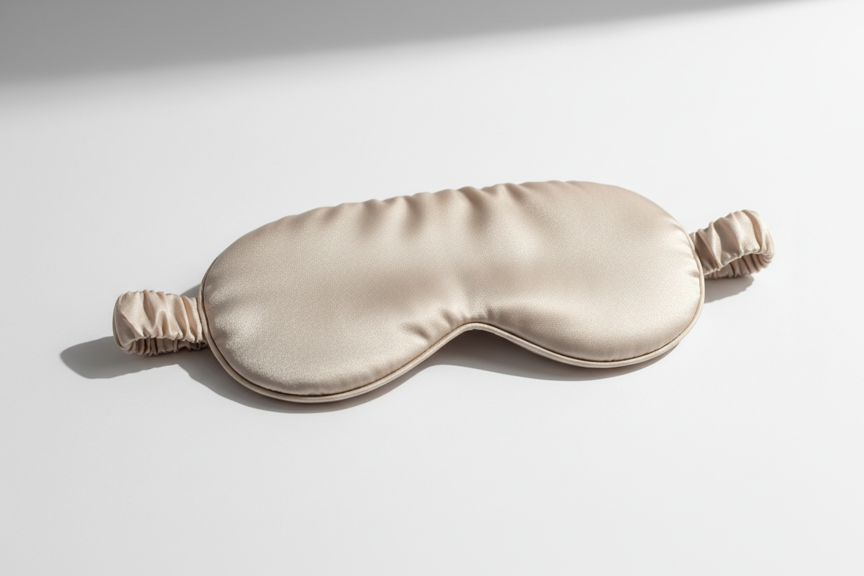 beige satin eye mask