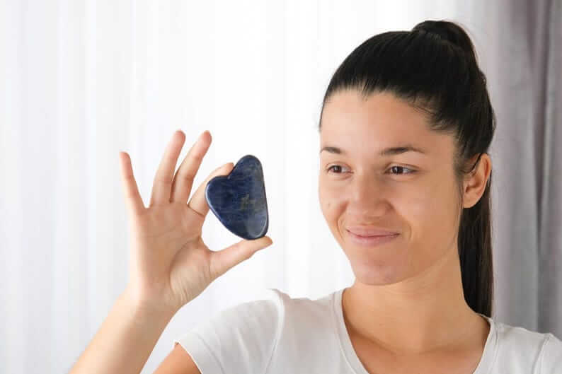 Sodalite Gua Sha Tool for Facial Contouring. Sodalite Stone Gua Sha Tool for Natural Beauty.