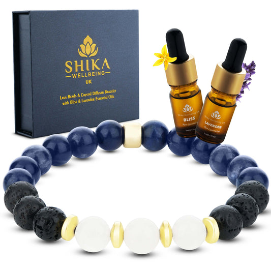 Discover serenity with our Aromatherapy Bracelet Gift Sets. Elevate your well-being with the Sodalite, infused with Bliss & Lavender Oil for anxiety relief.