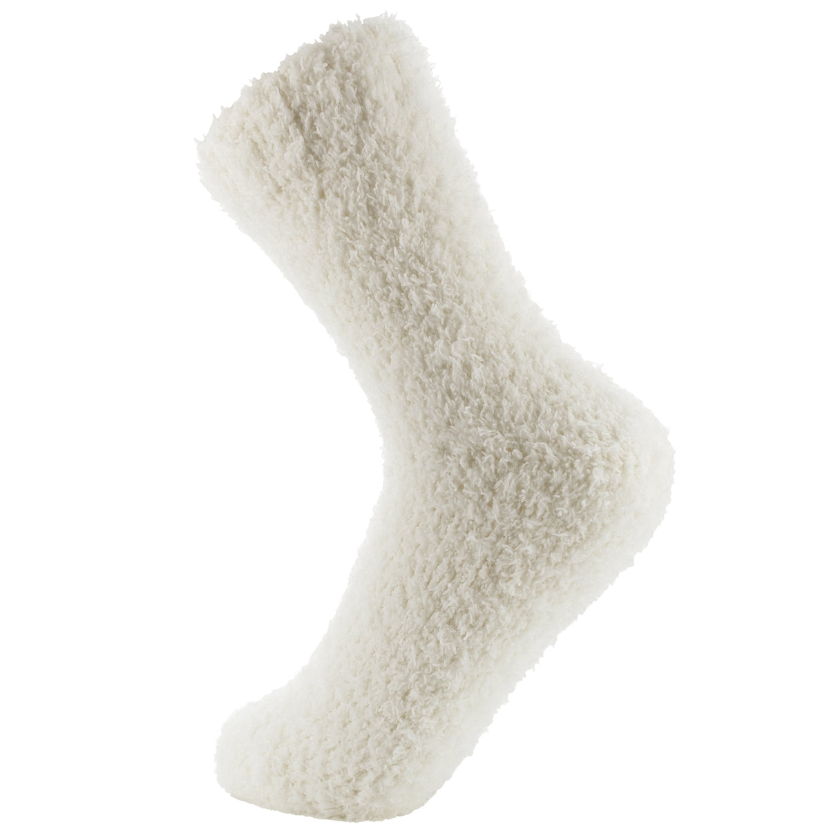 Pair of fluffy socks on a white background