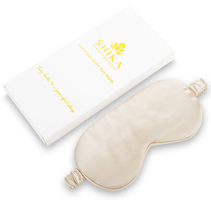 Silk eye mask with Shika branding on a white background