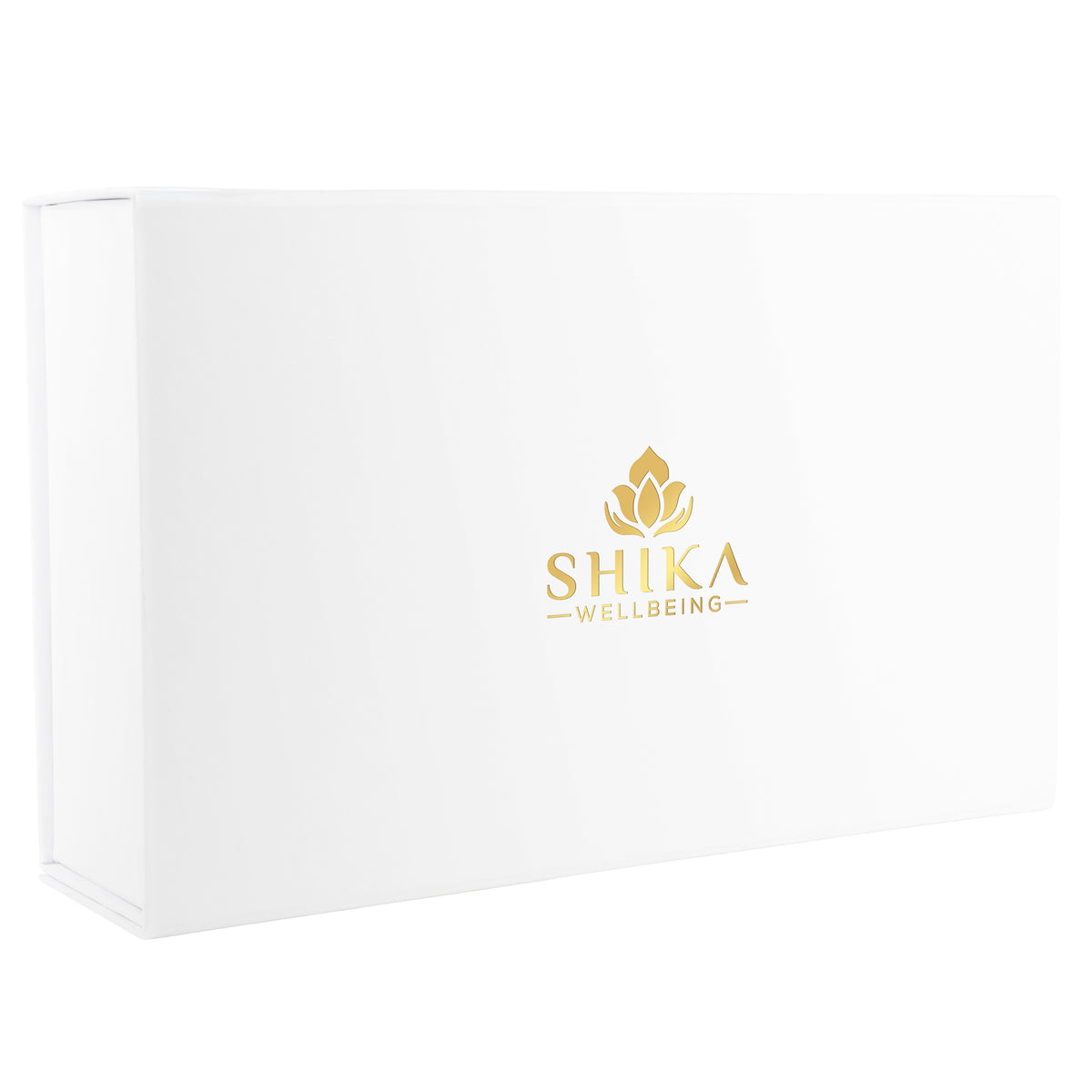 White box with Shika Wellbeing logo on a white background