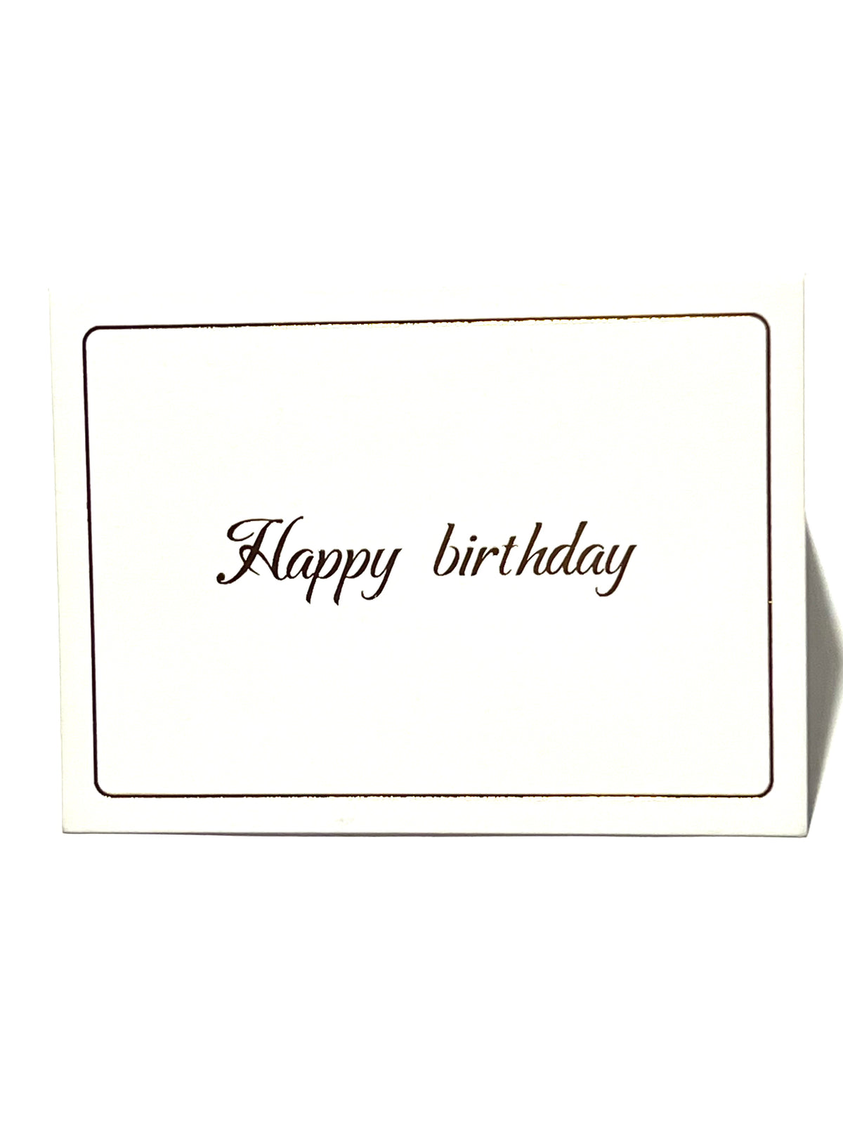 White card with 'Happy birthday' text on a white background