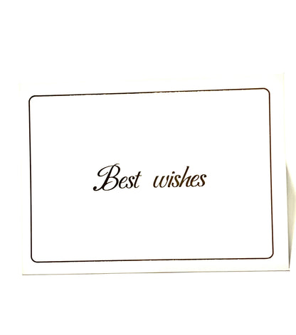 White card with 'Best wishes' text on a white background