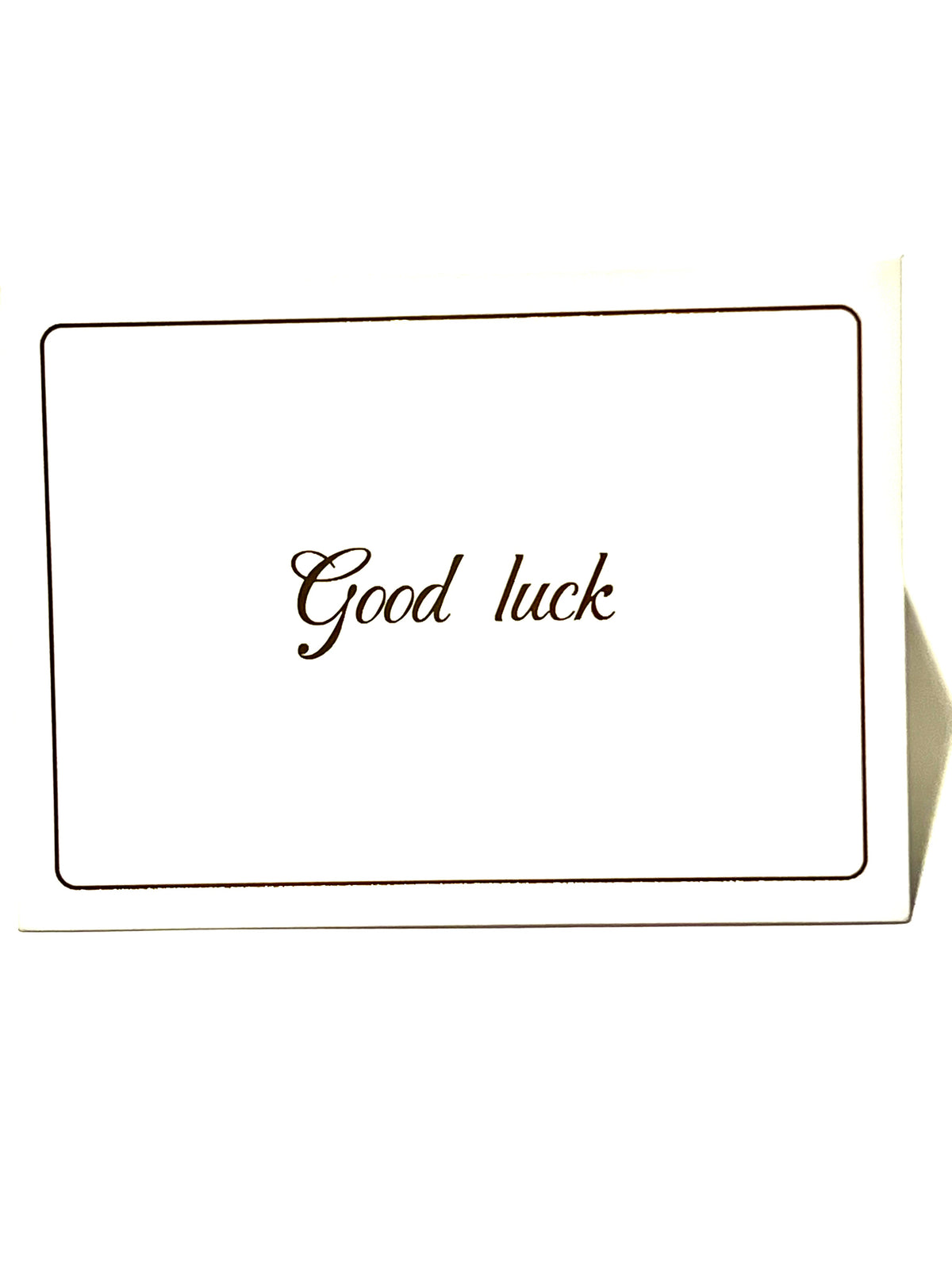 Card with 'Good luck' text on a white background