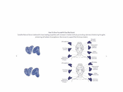 Sodalite Gua Sha Tool for Skin Radiance. Sodalite Crystal Gua Sha Tool for Facial Wellness.