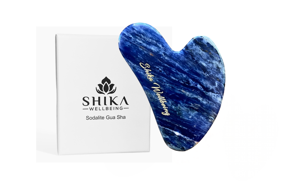 Shika Wellbeing Sodalite Gua sha Facial Tool- Natural stone helps to contour and tone your skin to improve your complexion