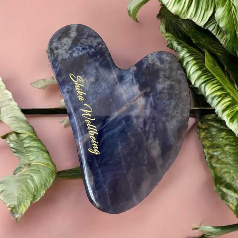 Sodalite Crystal Gua Sha Tool for Facial Massage. Sodalite Stone Gua Sha Tool for Skincare.